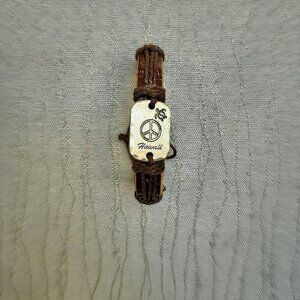 Hawaii Peace Turtle Leather Bracelet | Adjustable Surf Style | Unisex